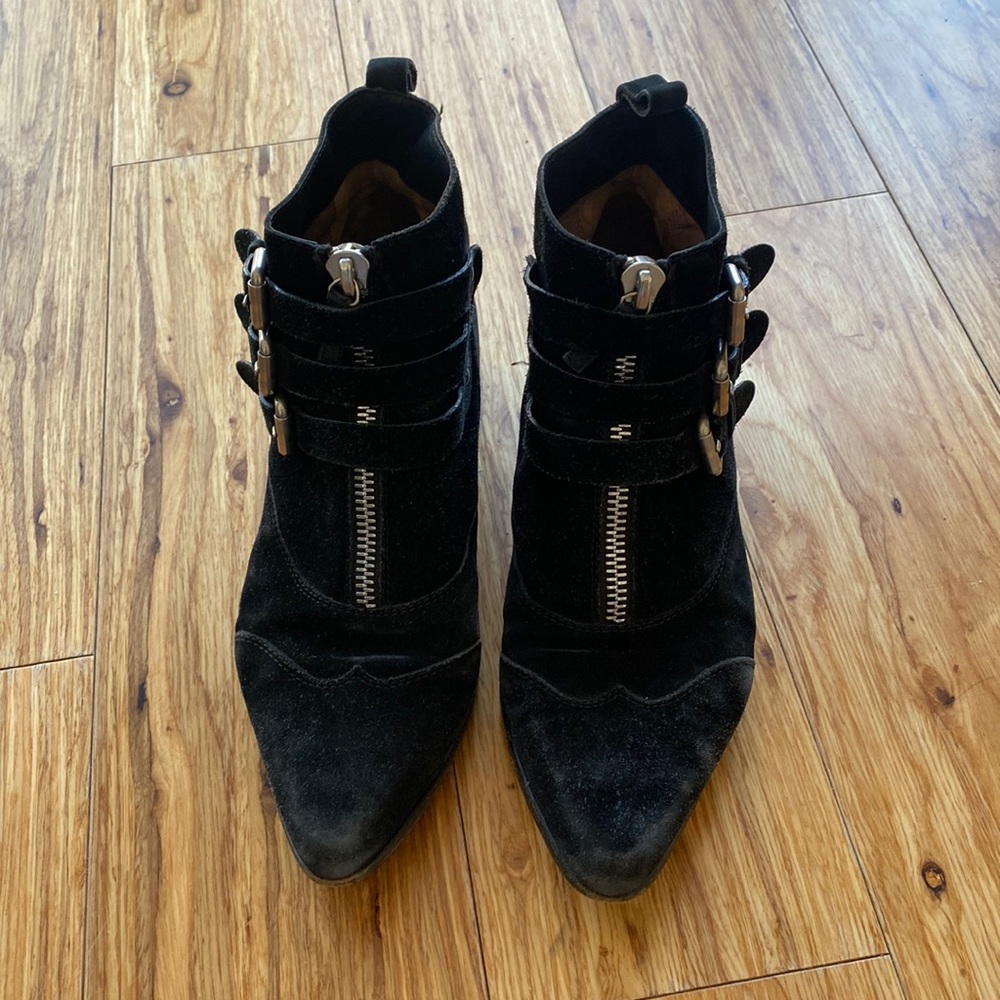 Tabitha Simmons suede motto boots